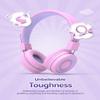 iClever BTH02 Kids Bluetooth Headphones, 93H Playtime, Lightweight, Foldable, Textured Sound, Type C Fast charging, Bluetooth 5.4, Kids Wireless Headphones with Microphone for IPad Tablet School, Pink view 3