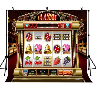 15x10ft Vinyl Gaming Slot Machines Backdrop Luck Play Game Casino Gamble Game Hall Background Adult Photo Portrait Theme Party Decoration Backdrop LYLS1189 for Party Decoration Birthday YouTube Videos