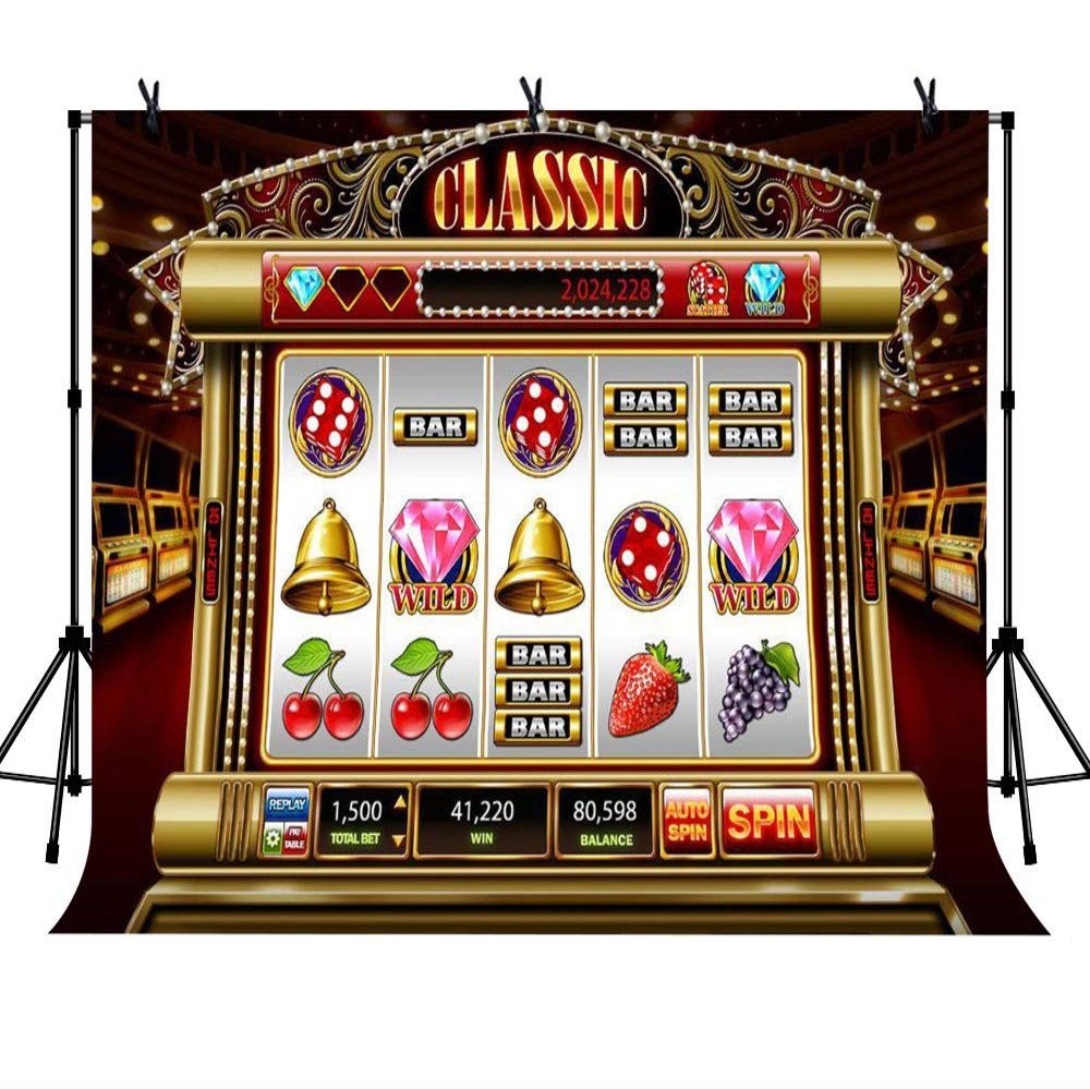 15x10ft Vinyl Gaming Slot Machines Backdrop Luck Play Game Casino Gamble Game Hall Background Adult Photo Portrait Theme Party Decoration Backdrop LYLS1189 for Party Decoration Birthday YouTube Videos