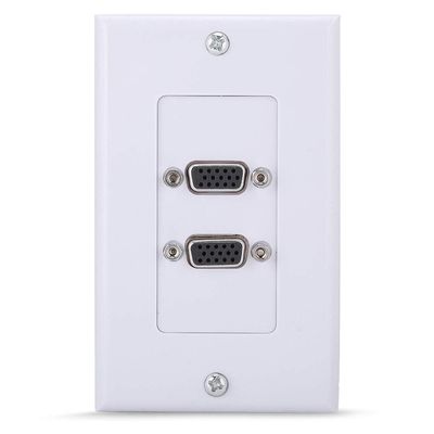 Wendry VGA Wall Plates Socket, 2-Port Multimedia Wall Plates Socket Panel, VGA Socket Wall Mount Panel Adapter Wall Socket Applicable for Engineering Wiring