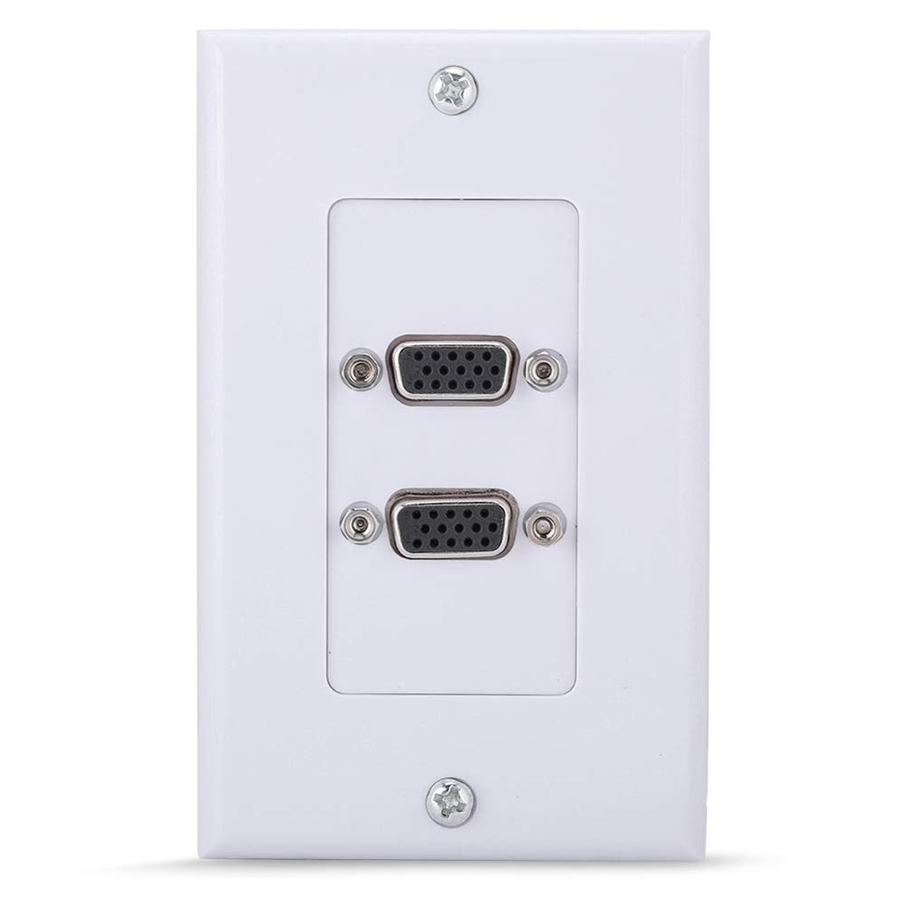 Wendry VGA Wall Plates Socket, 2-Port Multimedia Wall Plates Socket Panel, VGA Socket Wall Mount Panel Adapter Wall Socket Applicable for Engineering Wiring
