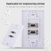 Wendry VGA Wall Plates Socket, 2-Port Multimedia Wall Plates Socket Panel, VGA Socket Wall Mount Panel Adapter Wall Socket Applicable for Engineering Wiring view 2