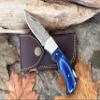 WINTERFELL Personalized Engraved Damascus Steel Pocket Folding Knife Custom Groomsmen Gifts Gift for Husband Dad Blade Made of Authentic Damascus Steel 100% Handmade 6.5" Knife for Outdoor Camping Back Lock (Personalized Blue) view 4