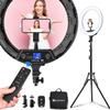 Yesker Ring Light 18" Wireless Remote LCD Screen with Tripod Stand 65W LED Ringlight Bi-Color 3200-5500K CRI95 for Portrait Live Stream Photography Tiktok Video Zoom Meeting Online Teaching view 1