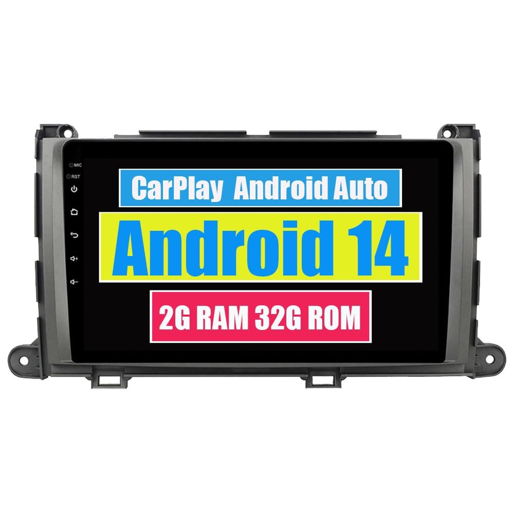 RoverOne Car Stereo Radio for Toyota Sienna 2010 2011 2012 2013 2014 with CarPlay Android Auto DSP Multimedia Player GPS Navigation Touch Screen Bluetooth WiFi