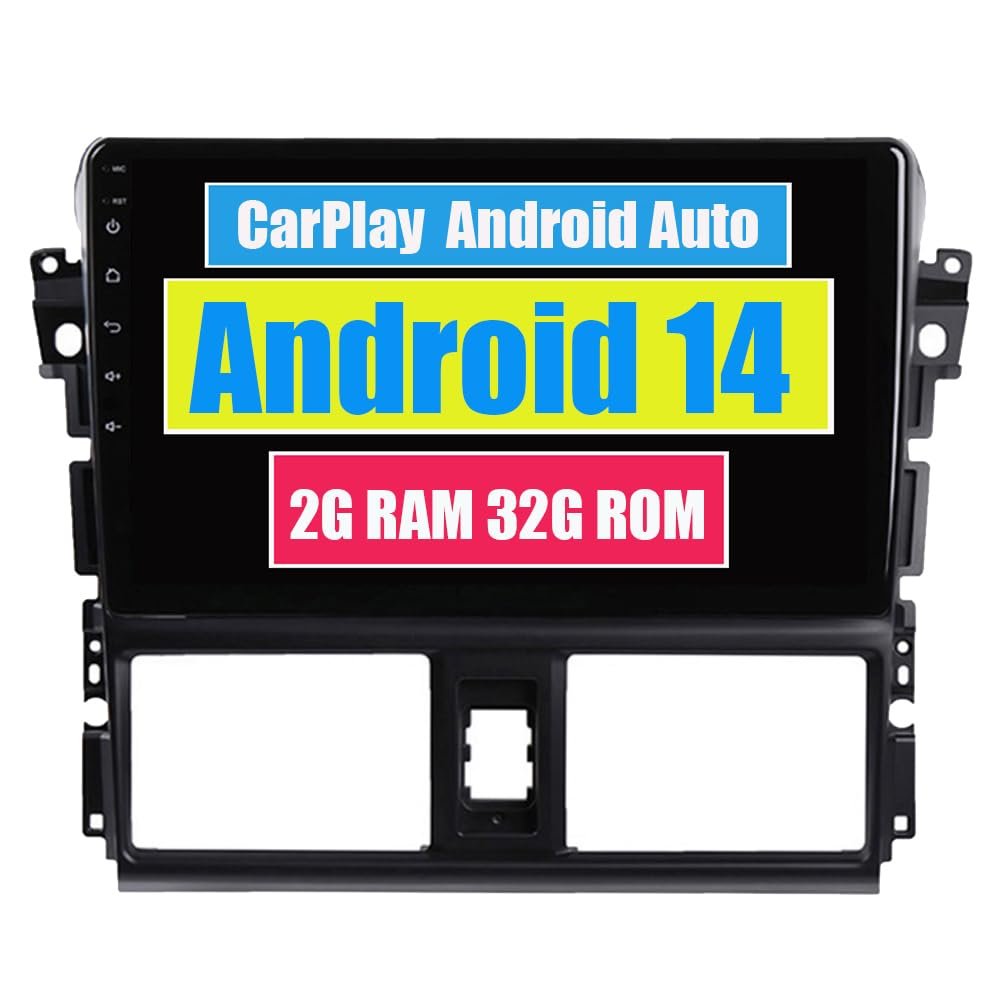 RoverOne Car Stereo Radio for Toyota Vios 2014 2015 2016 with CarPlay Android Auto DSP Multimedia Player GPS Navigation Touch Screen Bluetooth WiFi