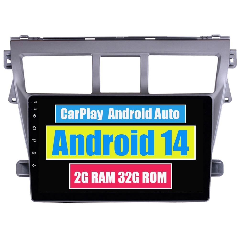 RoverOne Car Stereo Radio for Toyota Vios Yaris 2007-2013 with CarPlay Android Auto DSP Multimedia Player GPS Navigation Touch Screen Bluetooth WiFi