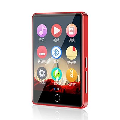 Ruizu m7 Metal MP4 Player Bluetooth 5.0 Built-in Speaker 2.8 inch Large Touch Screen mp3 e-Book Pedometer Recording Radio Video (8GB, Red)
