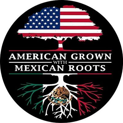 2 pcs American Grown with Mexican Roots, 3 inches | Mexican American Stickers para Carro Mexican Pride Pegatinas Calcomanas Mexico for Laptop, Car Bumper, Water Bottle, Window, Hard Hat
