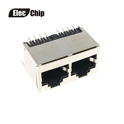 Davitu Terminals - 10PCS RJ45 socket 5224 Network outlet Vertical 180 degree 1X2 Double copper plated needle - (Color: RJ45-1x2)