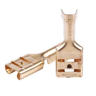 Davitu Terminals - Botique-100 Pcs Car Speaker 6.3mm Female Spade Terminal Wire Connector - (Color: Gold)