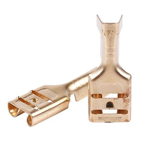 Davitu Terminals - Botique-100 Pcs Car Speaker 6.3mm Female Spade Terminal Wire Connector - (Color: Gold)