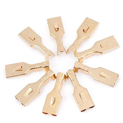 Davitu Terminals - 100pcs Brass Female Terminal Connector Cable Lugs Cable Plug 7.8mm