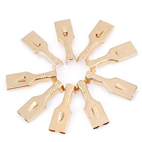 Davitu Terminals - 100pcs Brass Female Terminal Connector Cable Lugs Cable Plug 7.8mm