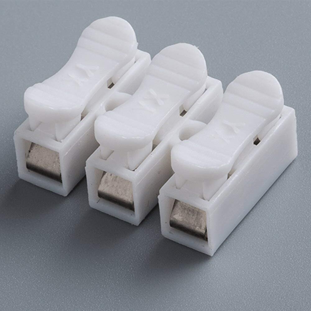Davitu Terminals - 10pcs Wire Terminals 220V Clamp Connection Block Lighting Press Type White 10A 2 Way Durable Safe Self Locking Quick Splice