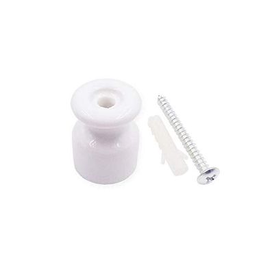 Davitu Terminals - Ceramic Wall Insulator Electric Wire Connector Terminal with Install Screw - (Color: White)