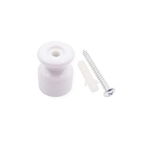 Davitu Terminals - Ceramic Wall Insulator Electric Wire Connector Terminal with Install Screw - (Color: White)