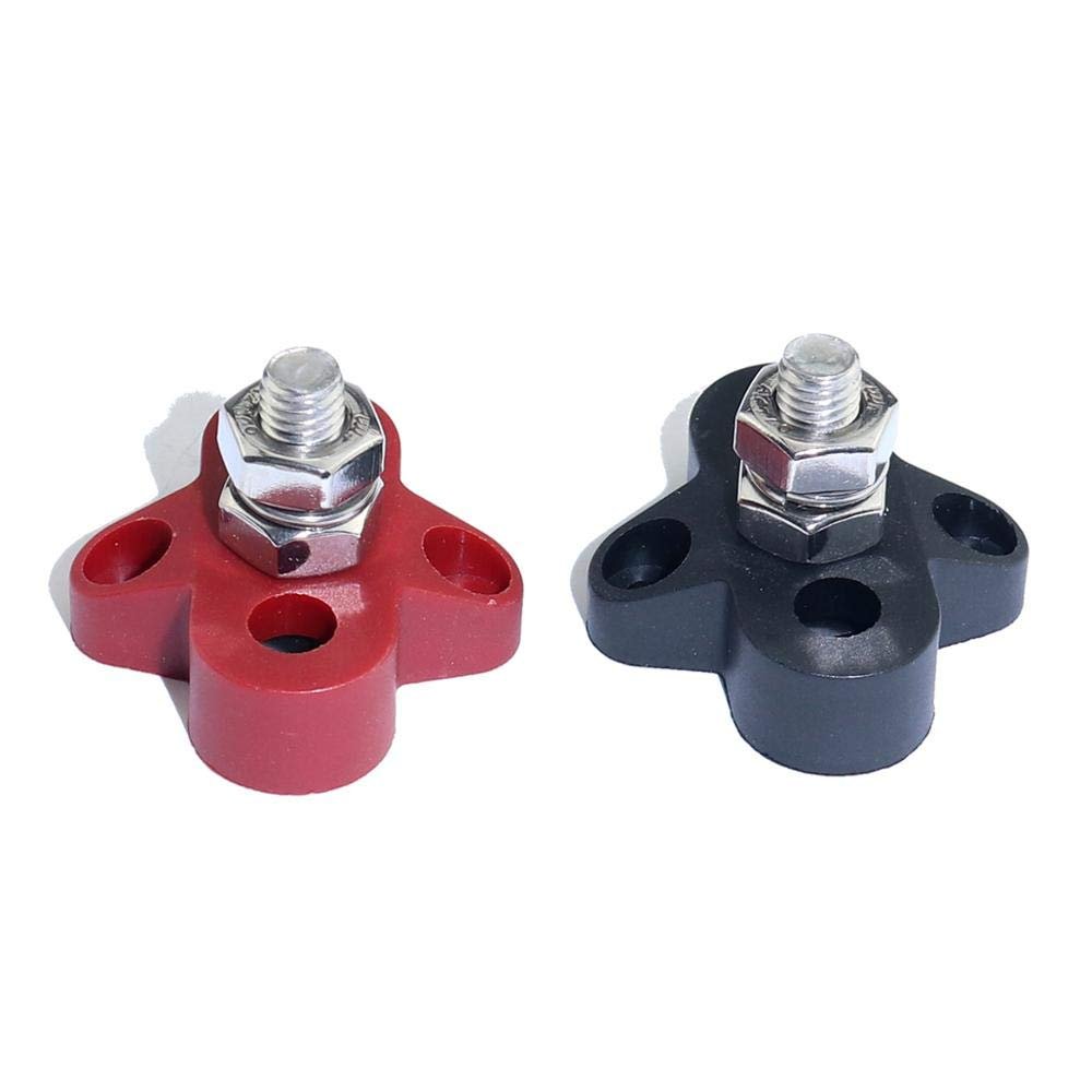 Davitu Terminals - DC 48V Busbar Power Terminal Block Heavy Duty M8 Positive Power Distribution Stud for Truck RV Ship Boats - (Color: Black)