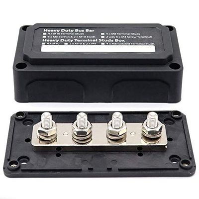 Davitu Terminals - Hot DC 48V 300A 4 Terminal Studs Busbar Power Distribution Block for Car Boat (Black) - (Color: Black)