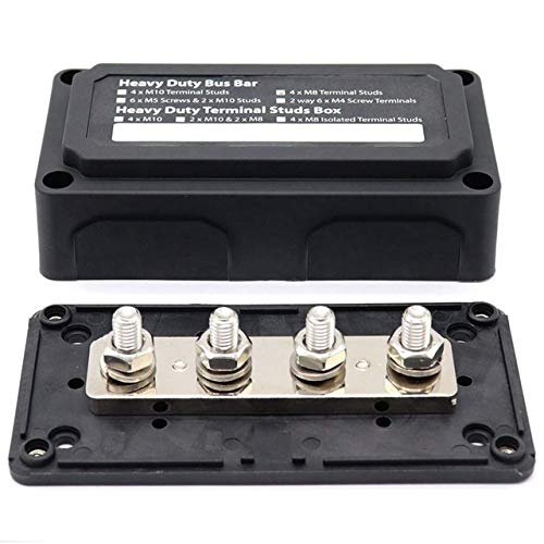 Davitu Terminals - Hot DC 48V 300A 4 Terminal Studs Busbar Power Distribution Block for Car Boat (Black) - (Color: Black)