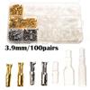 Davitu Terminals - High 100 Pairs 3.9mm Motorcycle Brass Bullet Male Female Wire Connector With Covers LG66 - (Color: Yellow) view 4