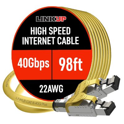 LINKUP Cat 8 Ethernet Cable | Long Internet Cord | High Speed LAN Connection | RJ45 connectors | Use with Cat 5/ Cat 6/ Cat 7 | Optimal for Gaming