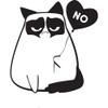 Fan Art Rendition Cute Grumpy Cat Heart Balloon 6" Wide Kitty Feline Animal Pet Lover Custom Logo Die Cut Decal - Black Color view 1