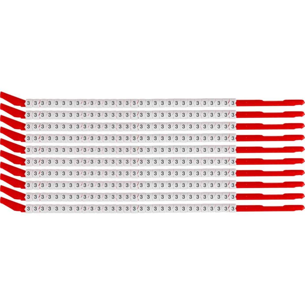 Brady ClipSleeve 3 Wire Markers, Pack of 10 Each, 14 AWG, Maximum Wire Dia, 0.134"
