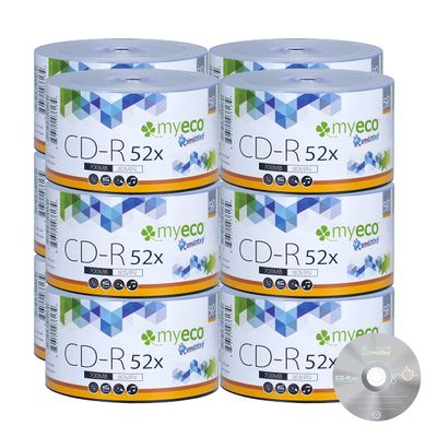 600 Pack MyEco CD-R CDR 52X 700MB 80Min Economy Branded Logo Top Write Once Blank Media Record Disc