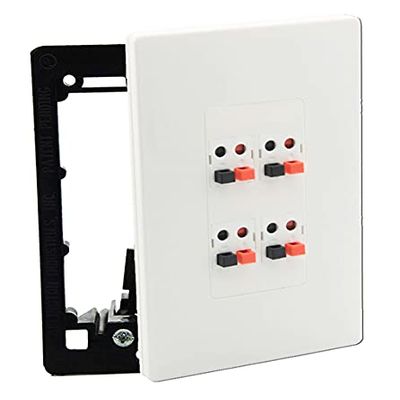 DIYTECH Premium 4 Speaker Wall Plate, Supports 4 Speaker Configurations, Screwless Design