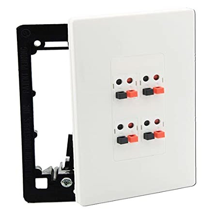 DIYTECH Premium 4 Speaker Wall Plate, Supports 4 Speaker Configurations, Screwless Design