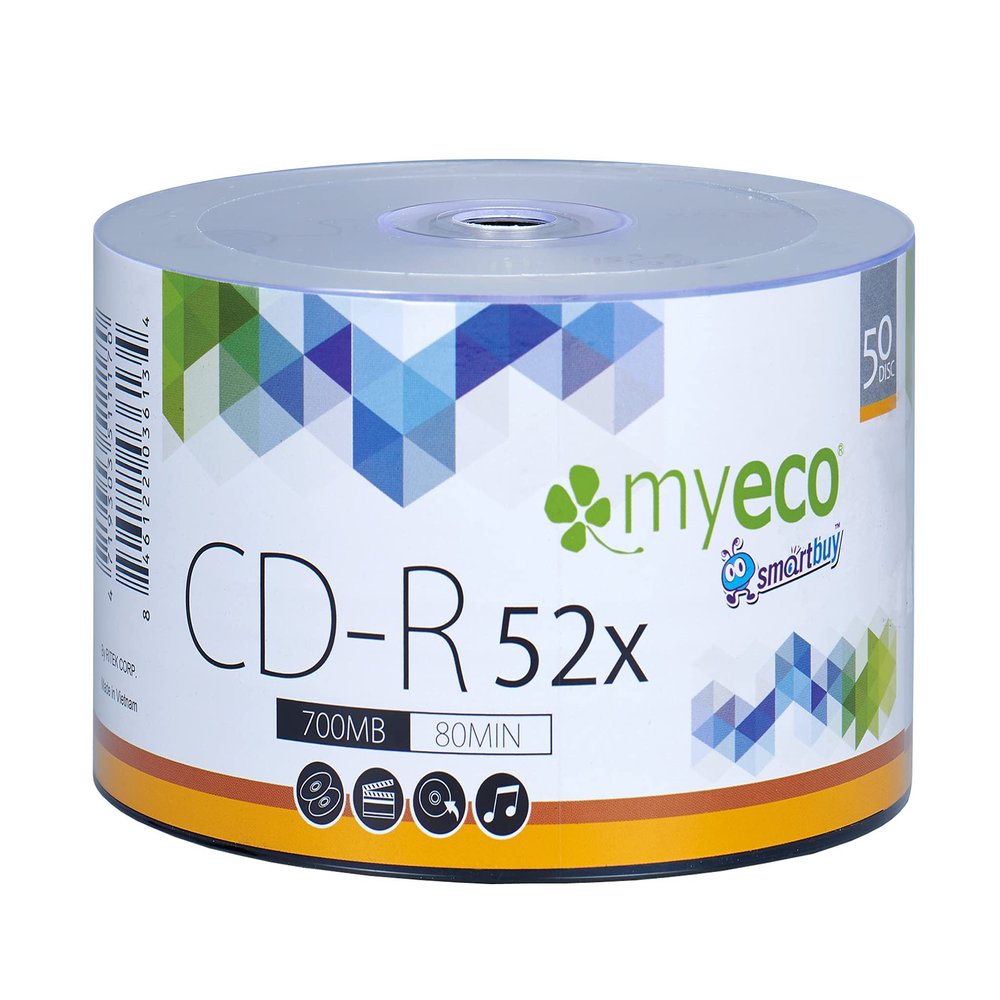 3000 Pack MyEco CD-R CDR 52X 700MB 80Min Economy Branded Logo Top Write Once Blank Media Record Disc