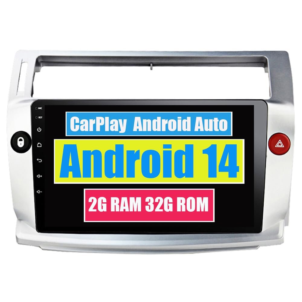 RoverOne Car Stereo Radio for Citroen C4 C-Triomphe C-Quatre 2004-2009 Android Multimedia Player GPS Navigation Touch Screen Bluetooth WiFi DSP CarPlay Android Auto