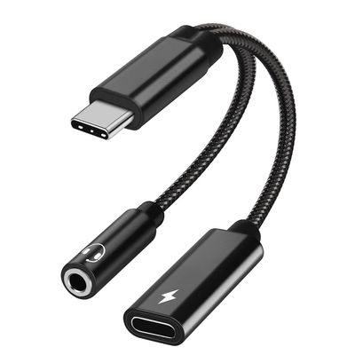 2 in 1 USB C to 3.5mm Headphone and Charger Adapter, USB C to AUX Mic Jack with PD 60W Fast Charging for Stereo, Earphones, Compatible with iPhone 17/16, Samsung Galaxy S25/S24, Google Pixel 9/8