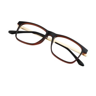 VisionGlobal Blue Light Blocking Glasses for Women/Men, Computer Reading, TV Glasses, Stylish Square Frame, Anti Glare (Brown, +3.50 Magnification)