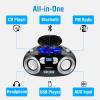 MEGATEK Portable CD Player Boombox with FM Radio, Bluetooth, USB Port, AUX Input, and Headphone Jack CD-R/CD-RW/MP3-CD Compatible, Clear Stereo Sound, Backlit LCD Display Black view 2