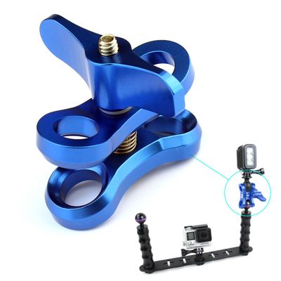 BGNing 1inch Diving Lights Ball Butterfly Clip Underwater Tripod Clamp 2 Mount Hole Clamp Adapter for Underwater Diving Light Arm System (Blue)
