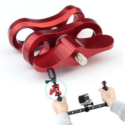 BGNing 1inch Diving Lights Ball Butterfly Clip Underwater Tripod Clamp 2 Mount Hole Clamp Adapter for Underwater Diving Light Arm System (Red)