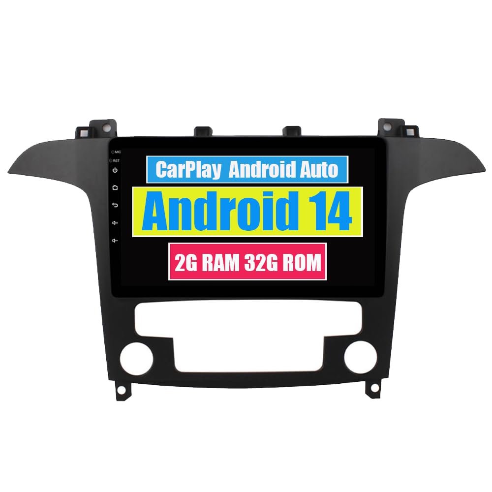 RoverOne Car Stereo Radio for Ford S-Max Smax 2007 2008 Auto AC with Android Multimedia Player GPS Navigation Touch Screen Bluetooth WiFi DSP CarPlay Android Auto