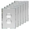 GlassAlike Single Duplex/Plug | Premium 3/16" Thick Acrylic Mirror Wall Plate Cover with Gasket/Frame for Flush Mount | Oversized 3-7/16"x 5" | Looks Like Glass Mirror Only Better | 6 Pack view 1