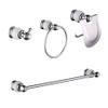 LANC 4-Piece Bathroom Accessory Set Including Towel Bar Toilet Paper Holder Towel Ring Double Coat Hook Brass & Stone RUSTPROOF Wall Mount Contemporary Round Style Chrome Polish, TM65VS-BY-4S view 1