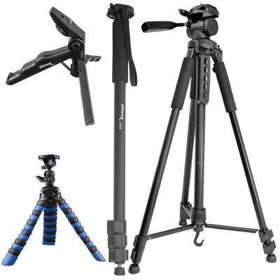 Ultimaxxs Tripod Bundle Includes: 75 Tripod, 72 Monopod, 12 Gripster and Pistol Grip for Canon EOS Rebel T5,T5i,T6, T6i, T6s,T7,T7i, 60D, 70D, 80D,90D,7D Mark II,5D Mark III,5D Mark IV, and More