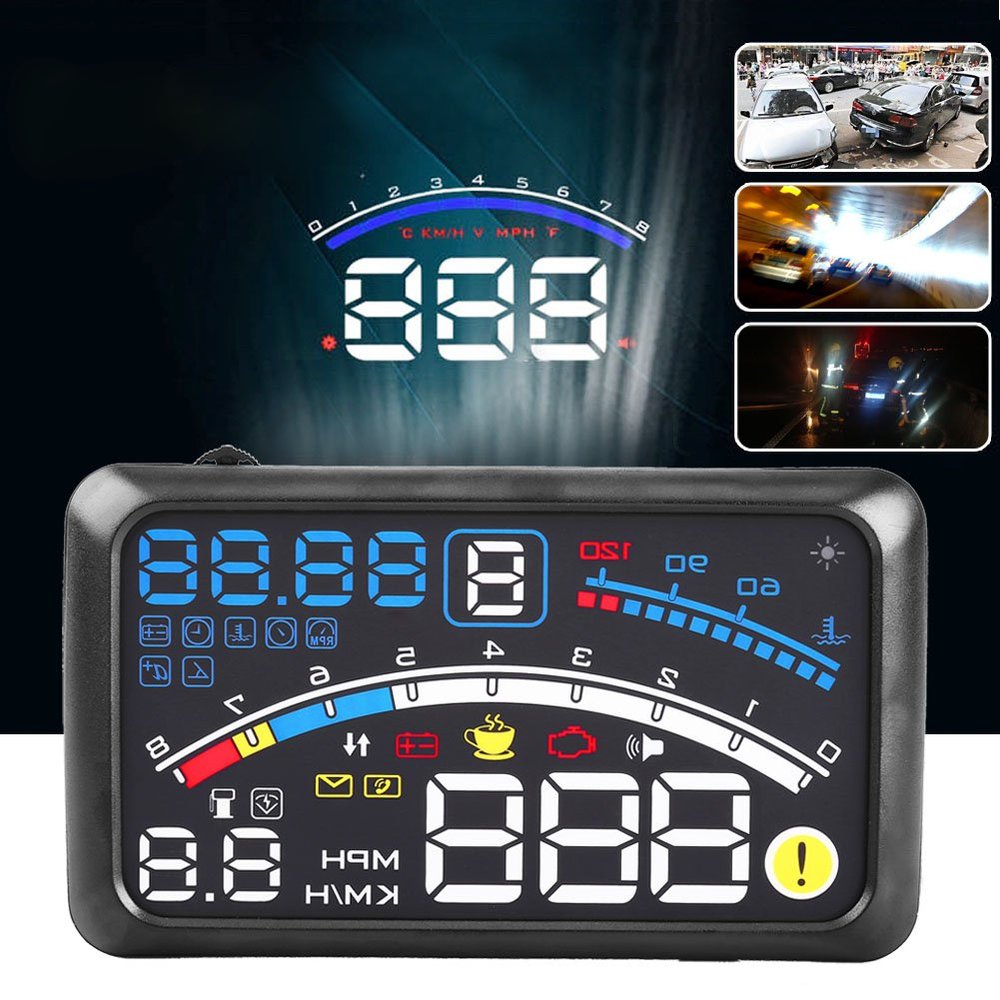 5.5" HD OBD2 Car HUD Head Up Speed Display Over Speed Warning Plug & Play HUD Short for