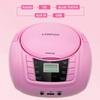 LONPOO Portable Boombox - CD Player, Bluetooth, USB, MP3, AUX, FM Radio, Portable, Built-in Stereo Speakers, Carrying Handle, LCD Display, Pink view 2