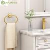 APLusee Brushed Dark Gold Towel Ring for Bathroom Storage, Wall Mounted view 2