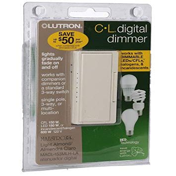 Lutron Maestro MACL-153MLH-LA Double Pole Tap Indoor Dimmer 3-WAY-4-WAY 150-WATT - Light Almond