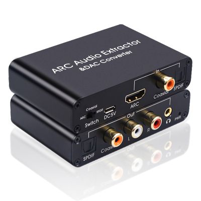 HDMI ARC to Optical Audio Adapter 192Khz DAC Digital to Analog Audio Converter, HDMI ARC Input to Optical/SPDIF Coaxial Stereo L/R 3.5mm Jack Out for HDTV Soundbar