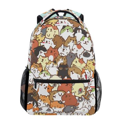 ALAZA Cute Cat Family Fun Animal Art Stylish Large Backpack Personalized Laptop iPad Tablet Travel School Bag with Multiple Pockets