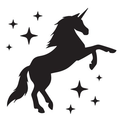 NBFU Unicorn Stars Girly 1 (Black) (Set Of 2) Premium Waterproof Vinyl Decal Stickers For Laptop Phone Accessory Helmet Car Window Bumper Mug Tuber Cup Door Wall Decoration