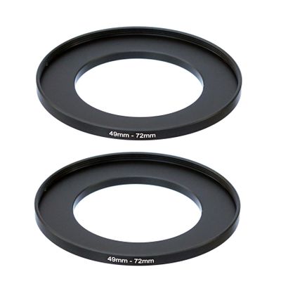 (2 Pcs) 49-72MM Step-Up Ring Adapter, 49mm to 72mm Step Up Filter Ring, 49 mm Male 72 mm Female Stepping Up Ring for DSLR Camera Lens and ND UV CPL Infrared Filters